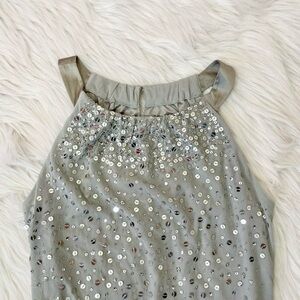 vintage ann taylor silver sequin halter tank top